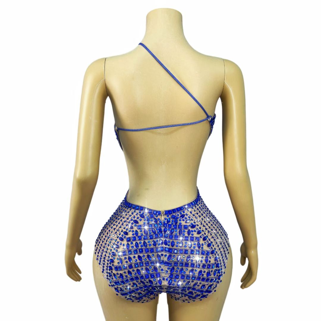 CELESINYI Lanjing Crystal Royal Blue Leotard