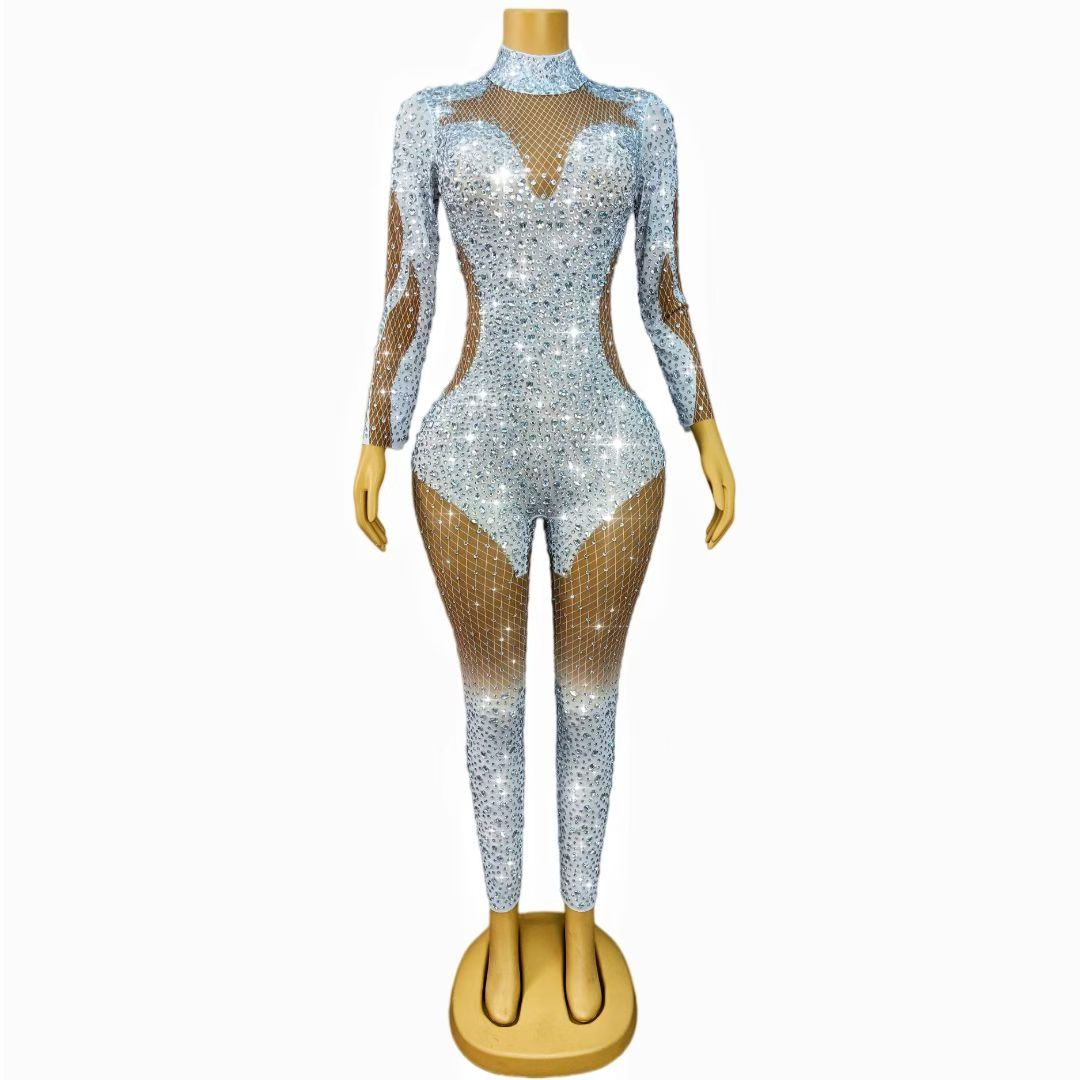 CELESINYI Kaier Crystal High Neck Jumpsuit