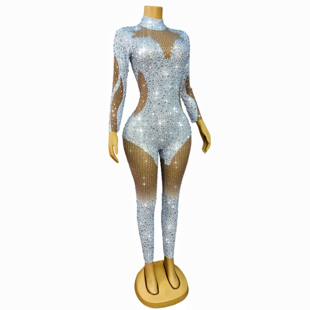 CELESINYI Kaier Crystal High Neck Jumpsuit