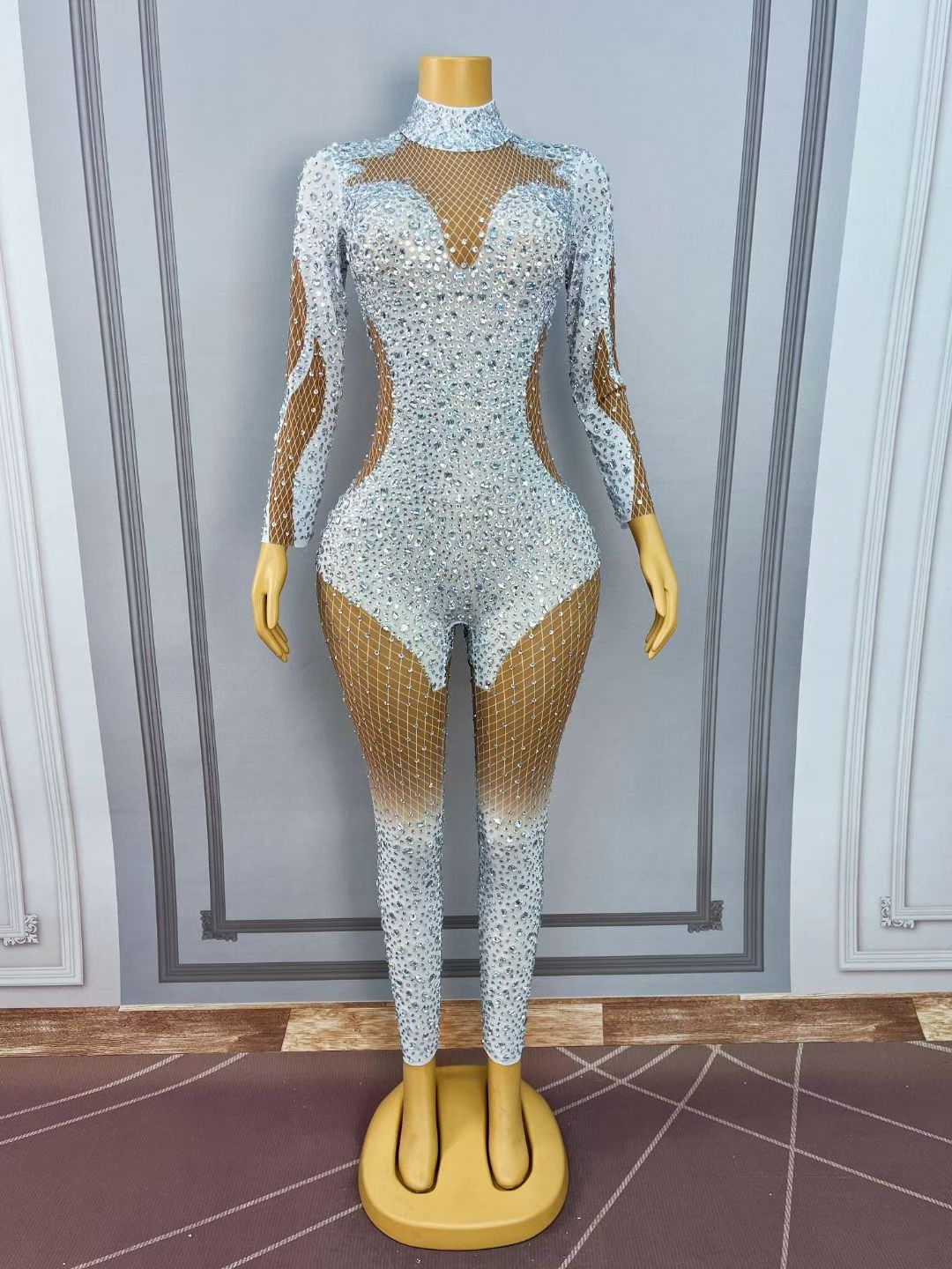 CELESINYI Kaier Crystal High Neck Jumpsuit