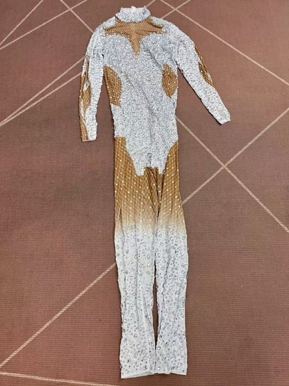 CELESINYI Kaier Crystal High Neck Jumpsuit
