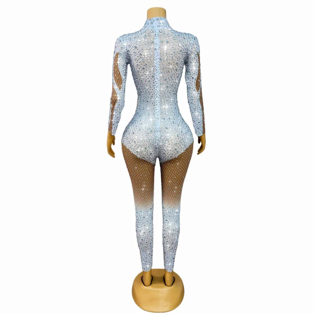 CELESINYI Kaier Crystal High Neck Jumpsuit