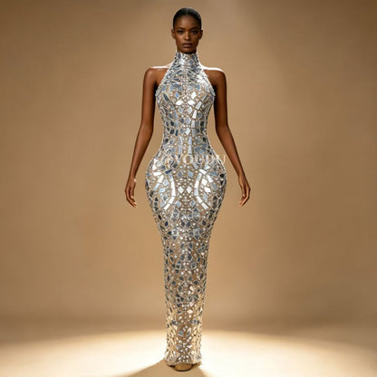 CELESINYI Jingshe Crystal Mirror Mosaic Gown