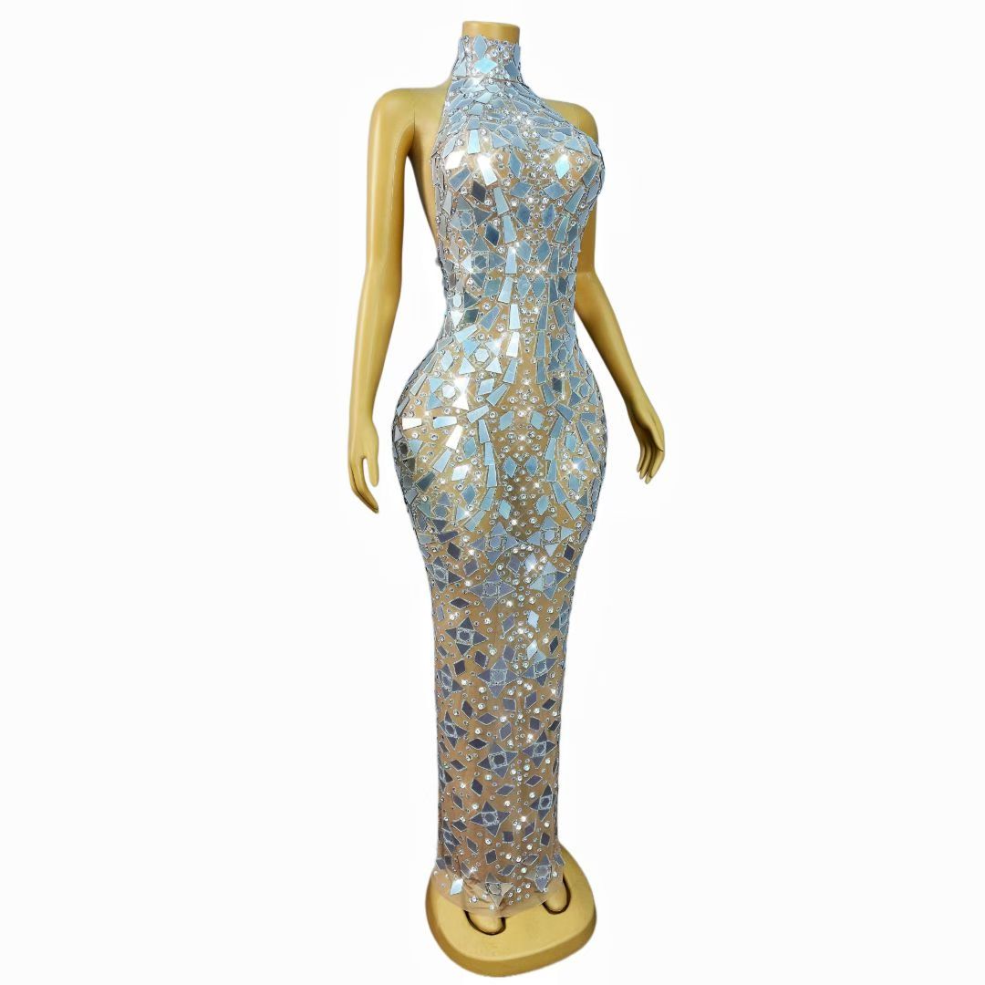 CELESINYI Jingshe Crystal Mirror Mosaic Gown