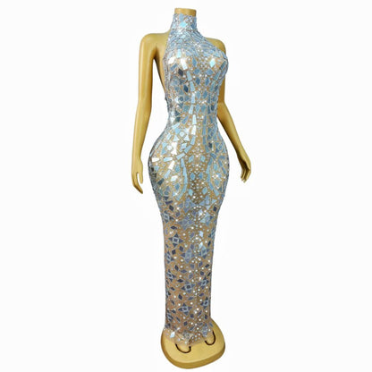CELESINYI Jingshe Crystal Mirror Mosaic Gown