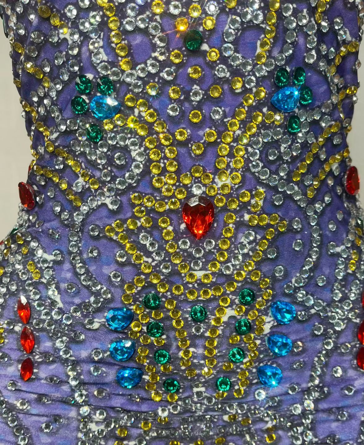 CELESINYI Lanwenyu Crystal Baroque Gem Mini Dress
