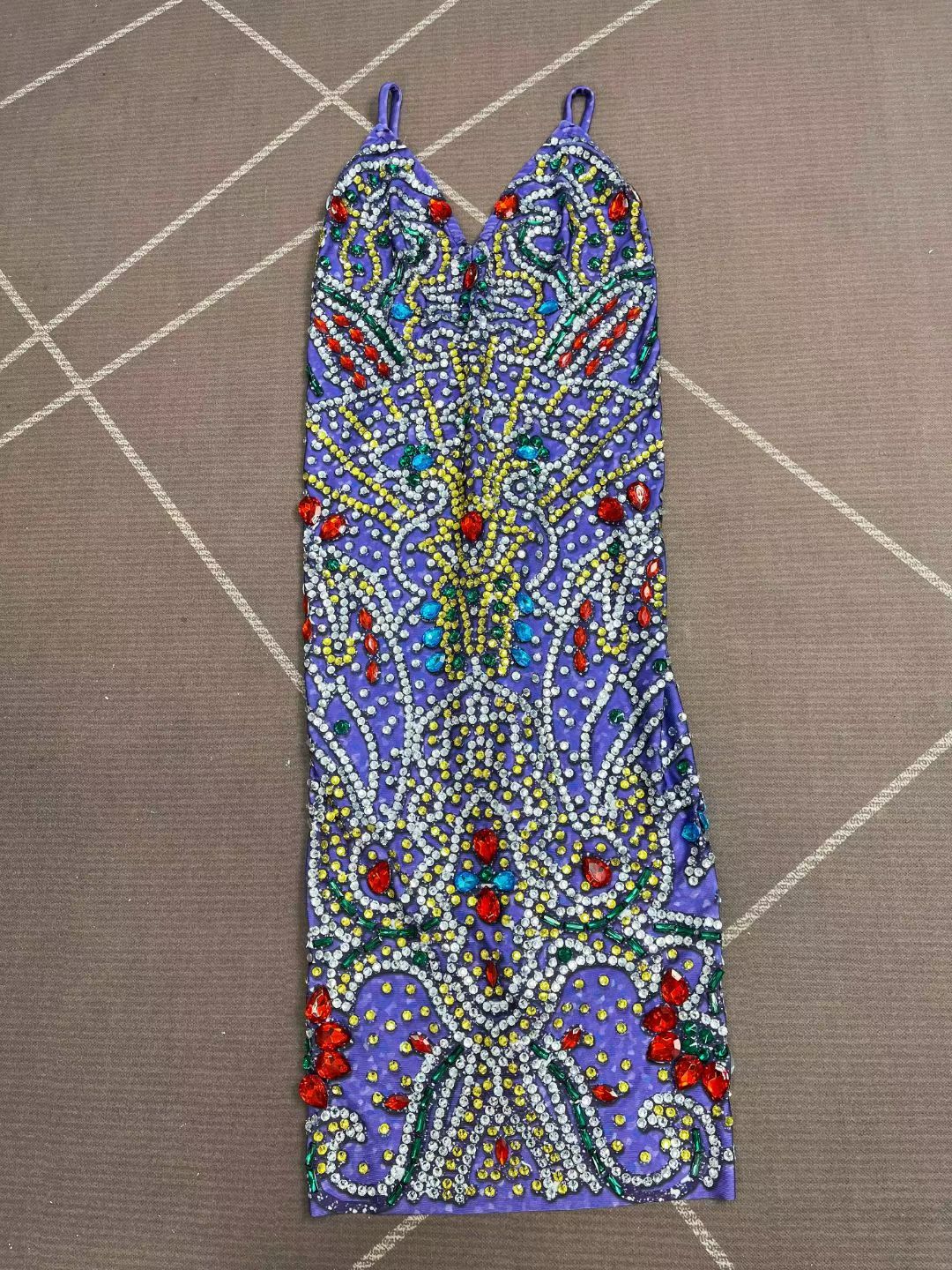 CELESINYI Lanwenyu Crystal Baroque Gem Mini Dress