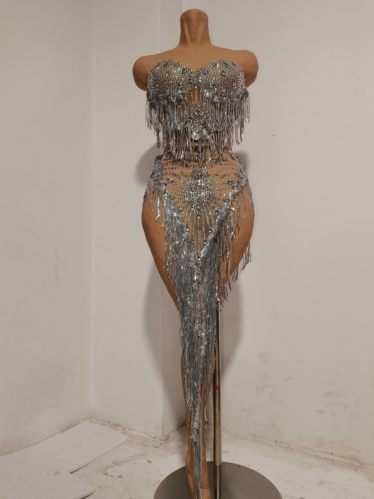 CELESINYI Pingpang Crystal Showgirl Fringe Set