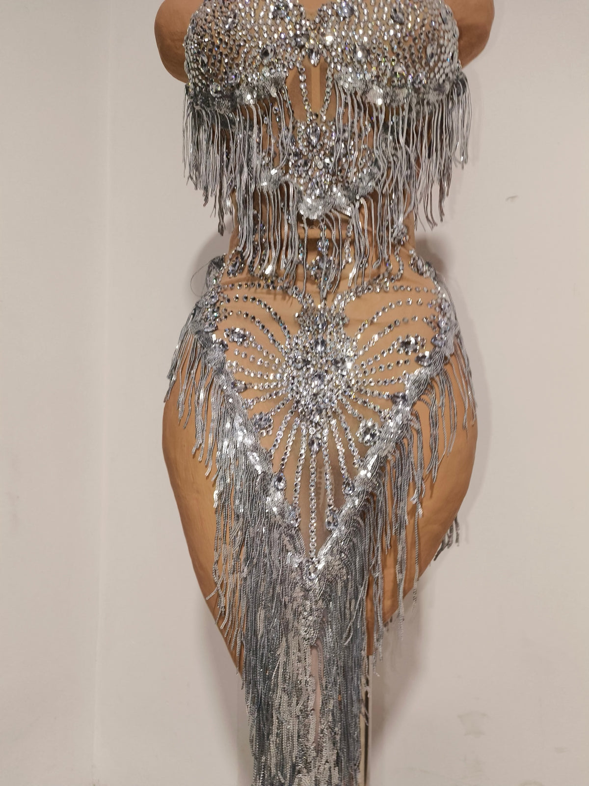 CELESINYI Pingpang Crystal Showgirl Fringe Set