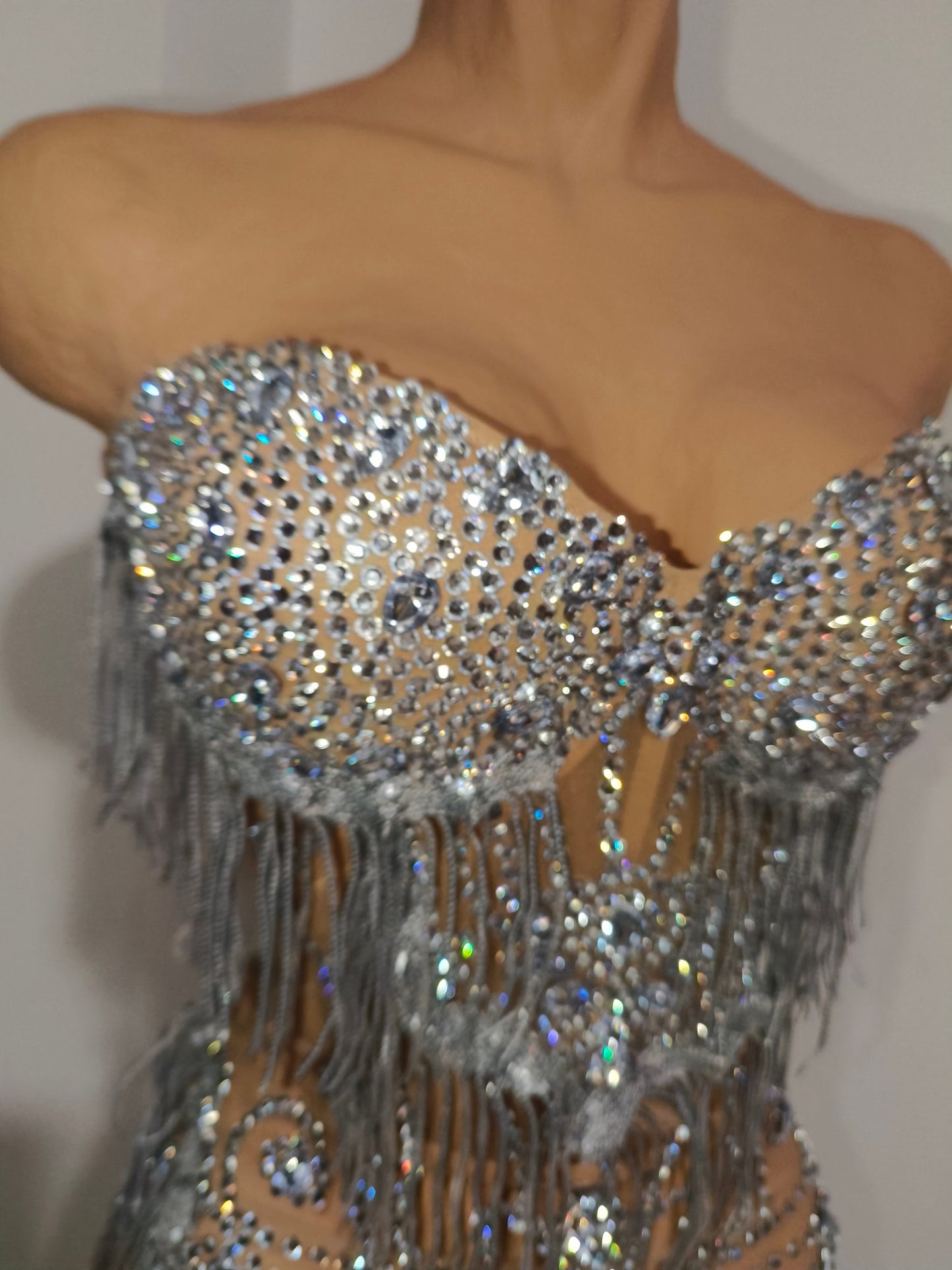 CELESINYI Pingpang Crystal Showgirl Fringe Set