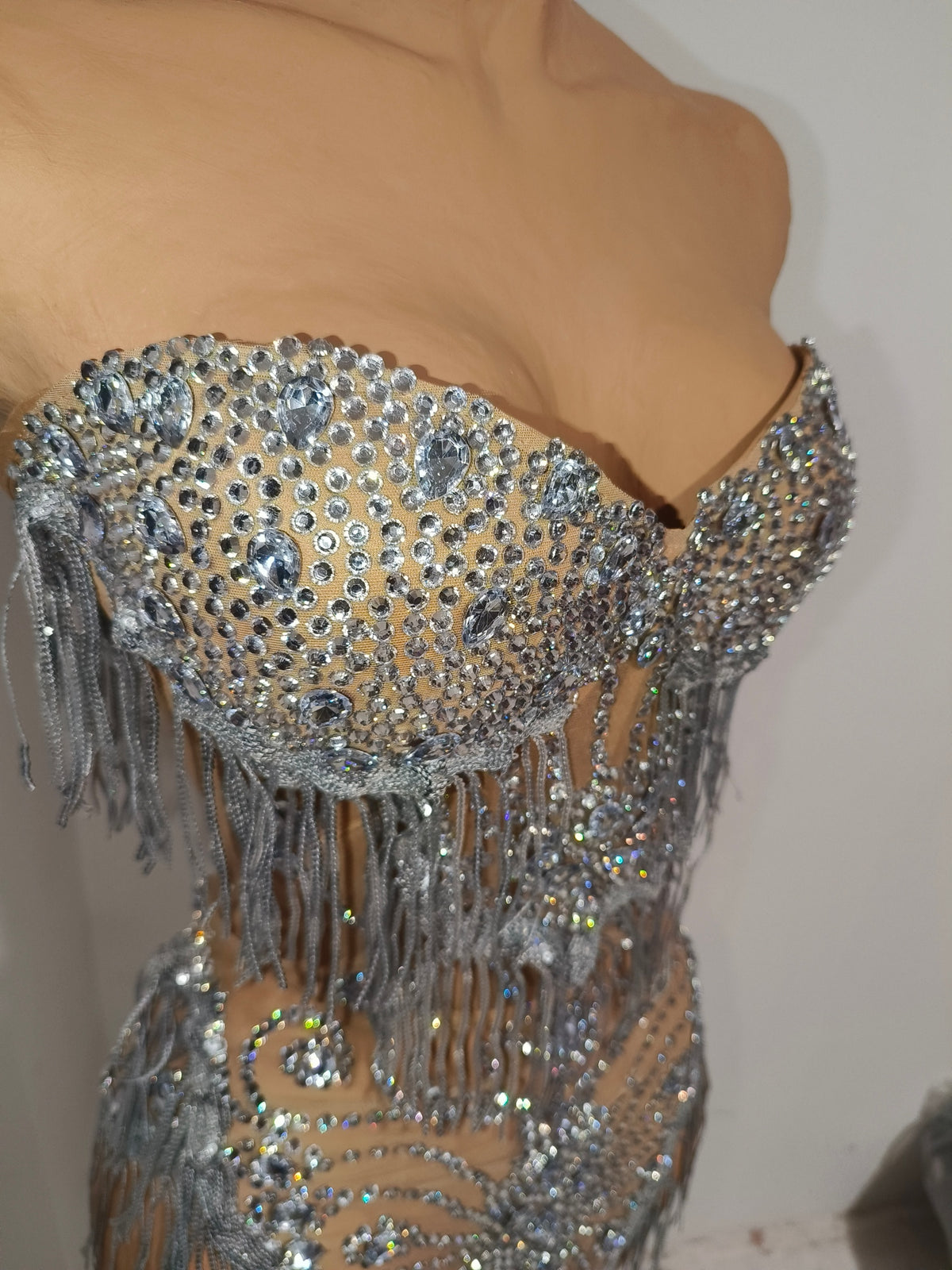 CELESINYI Pingpang Crystal Showgirl Fringe Set