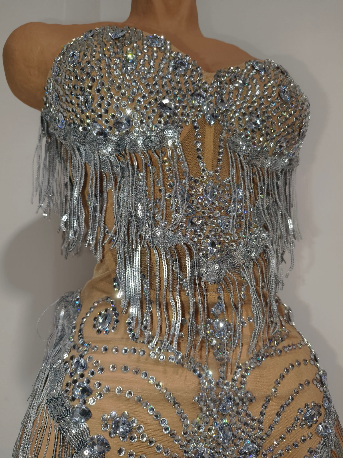 CELESINYI Pingpang Crystal Showgirl Fringe Set