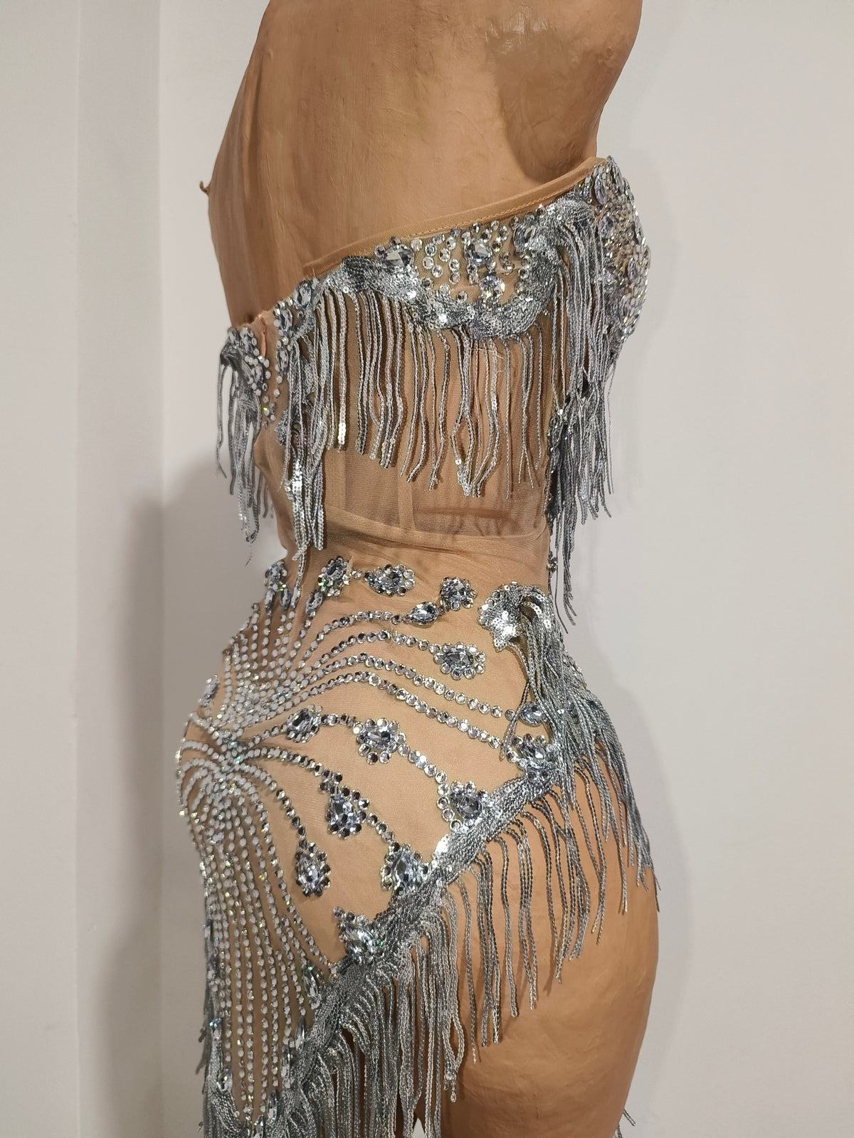 CELESINYI Pingpang Crystal Showgirl Fringe Set