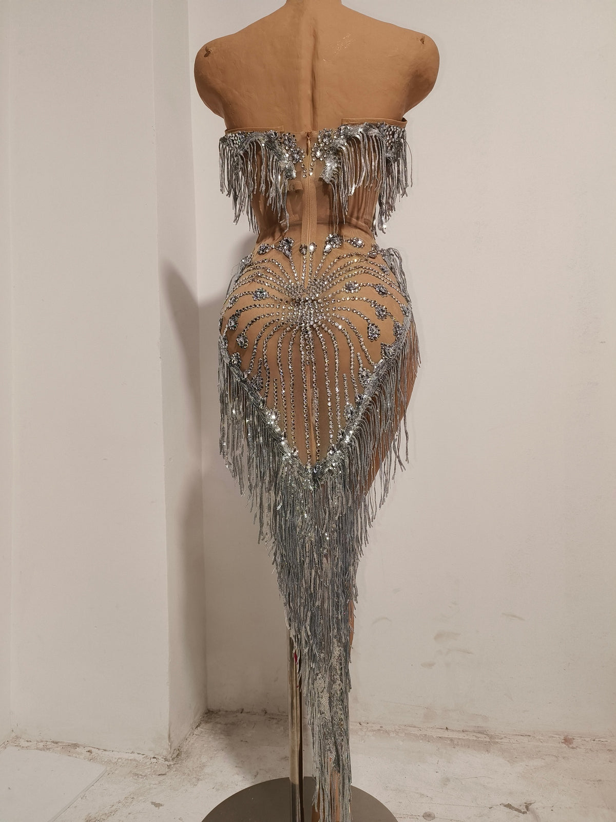 CELESINYI Pingpang Crystal Showgirl Fringe Set