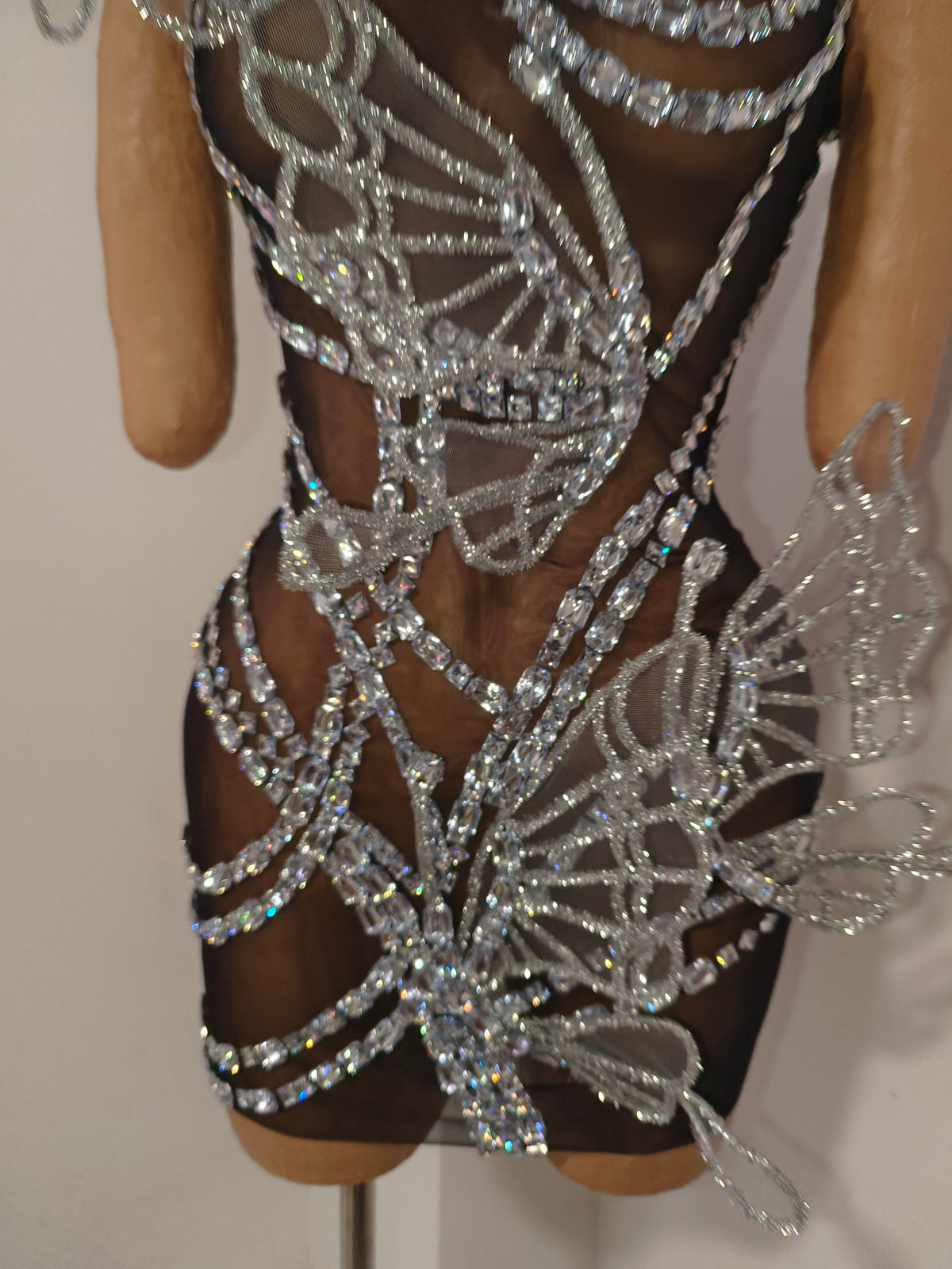 CELESINYI Chengshuang Crystal Butterfly Mini Dress