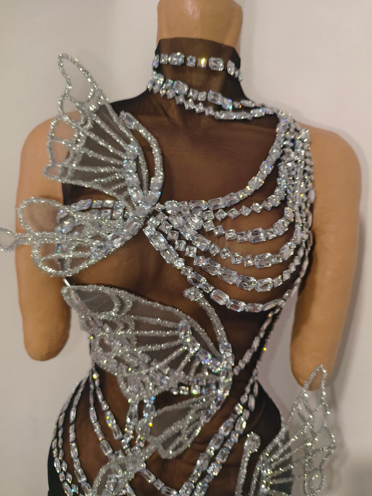 CELESINYI Chengshuang Crystal Butterfly Mini Dress