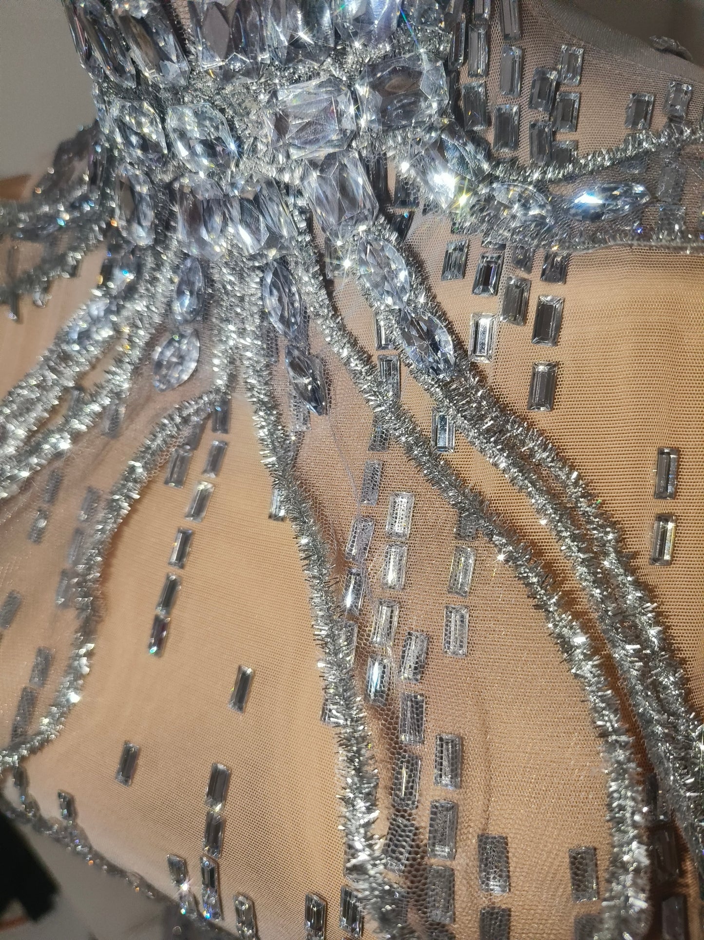 CELESINYI Mengya Crystal Wing Collar Mini Dress