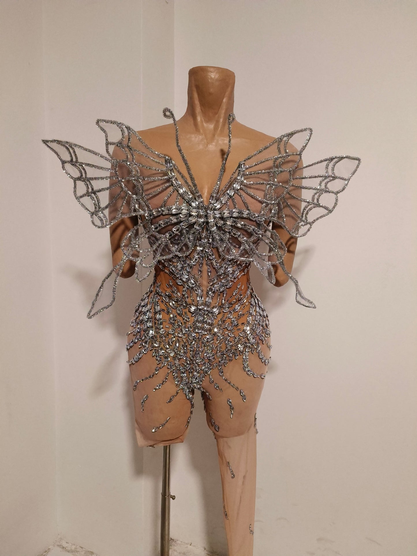 CELESINYI Diexian Crystal Butterfly Wing Bodysuit