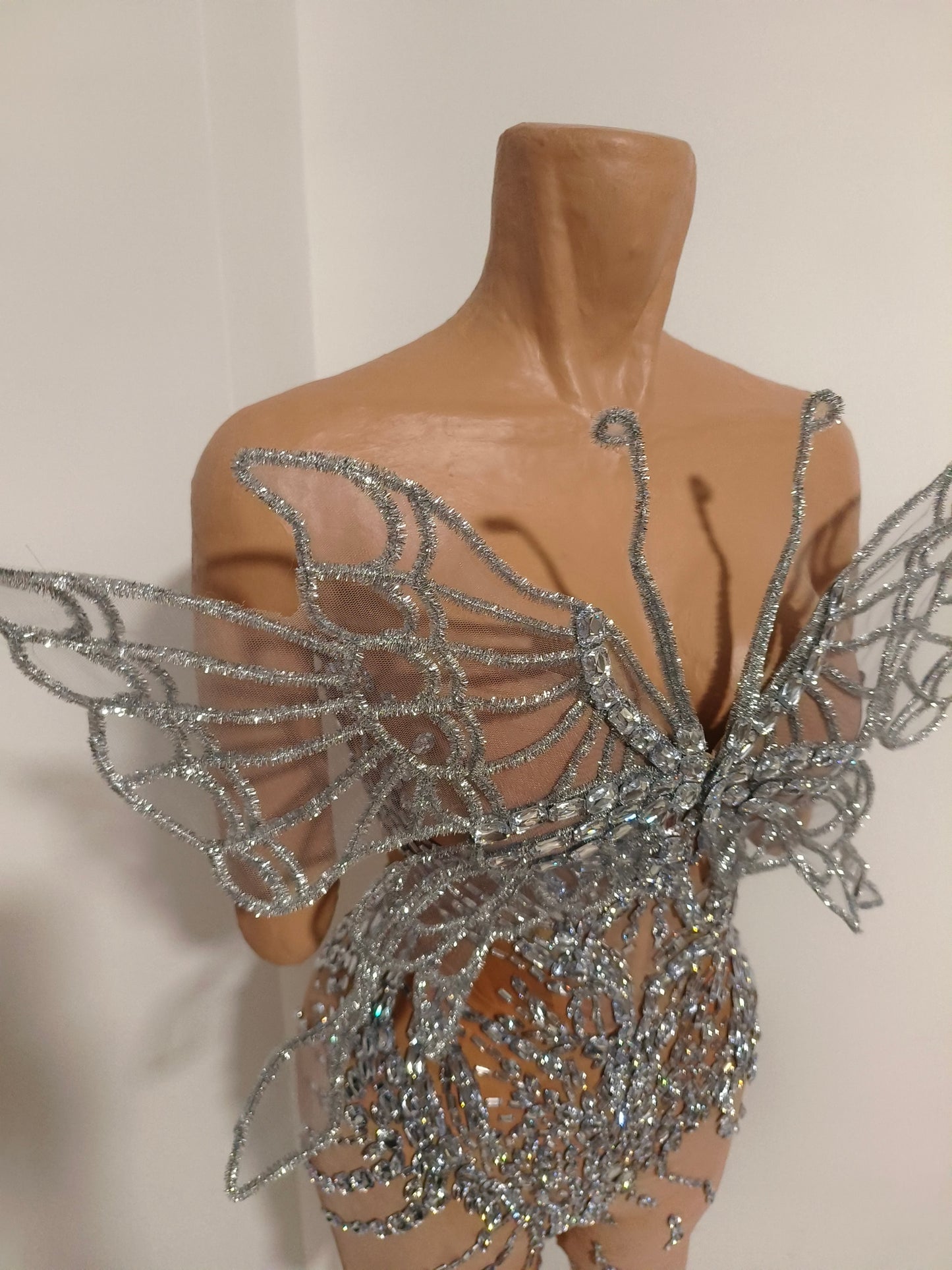CELESINYI Diexian Crystal Butterfly Wing Bodysuit