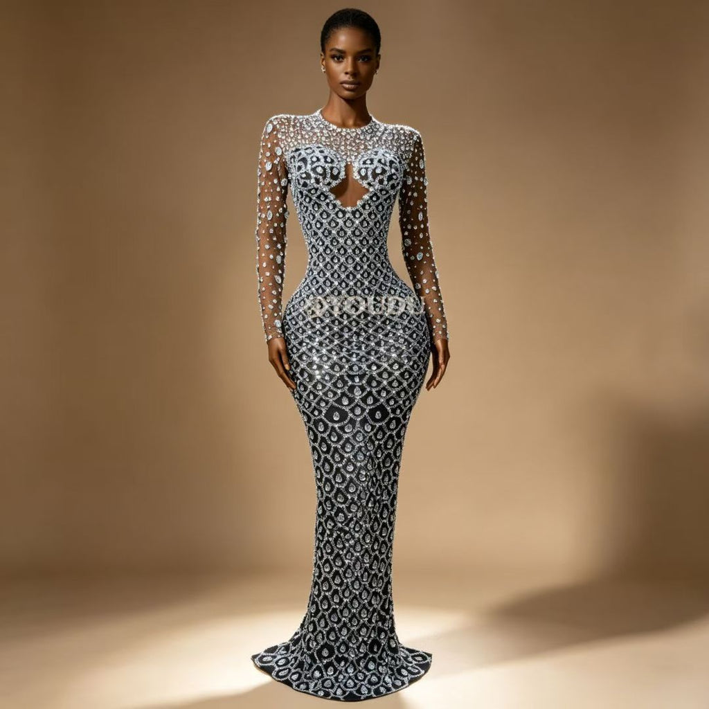 CELESINYI Yuquan Crystal Scale Mermaid Gown