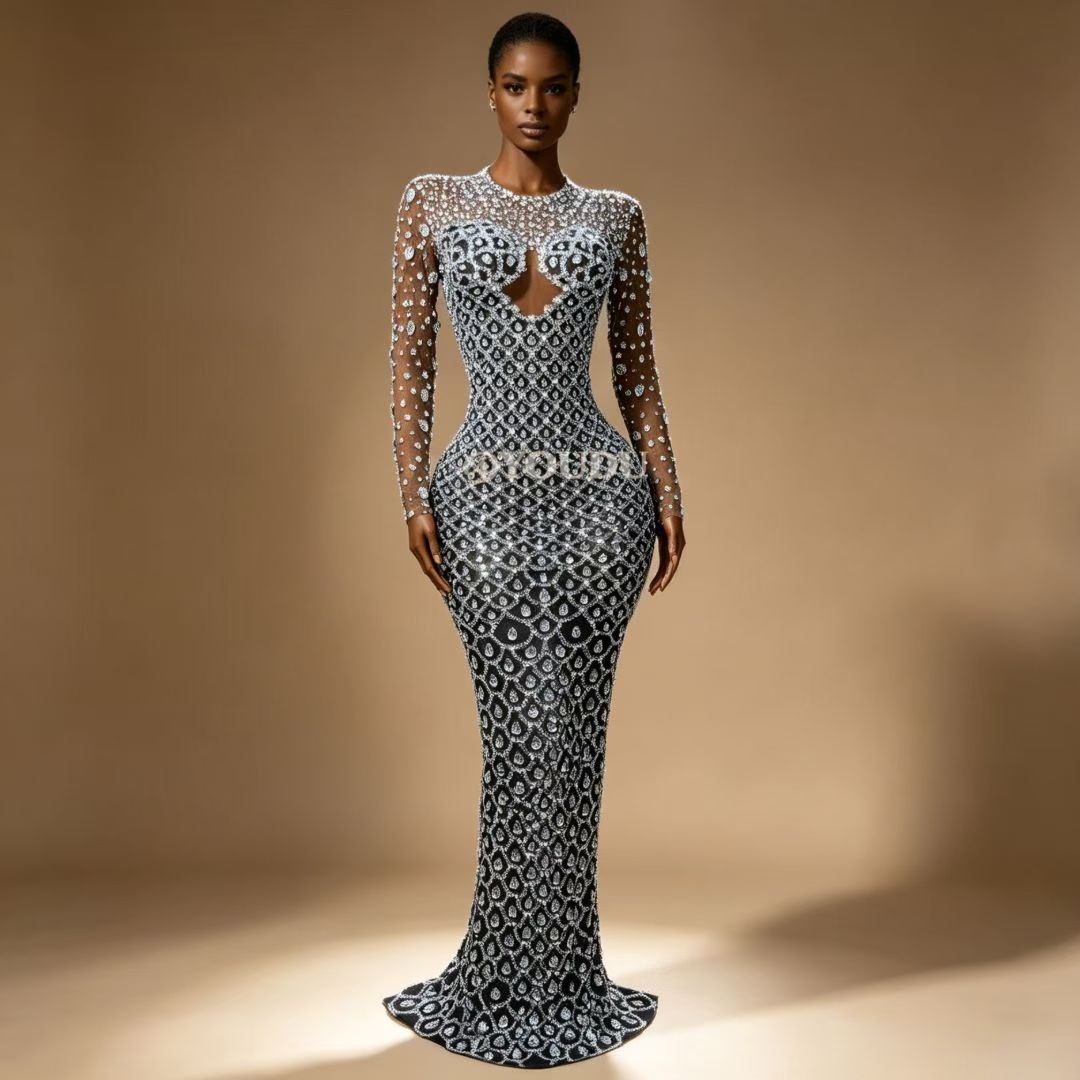 CELESINYI Yuquan Crystal Scale Mermaid Gown