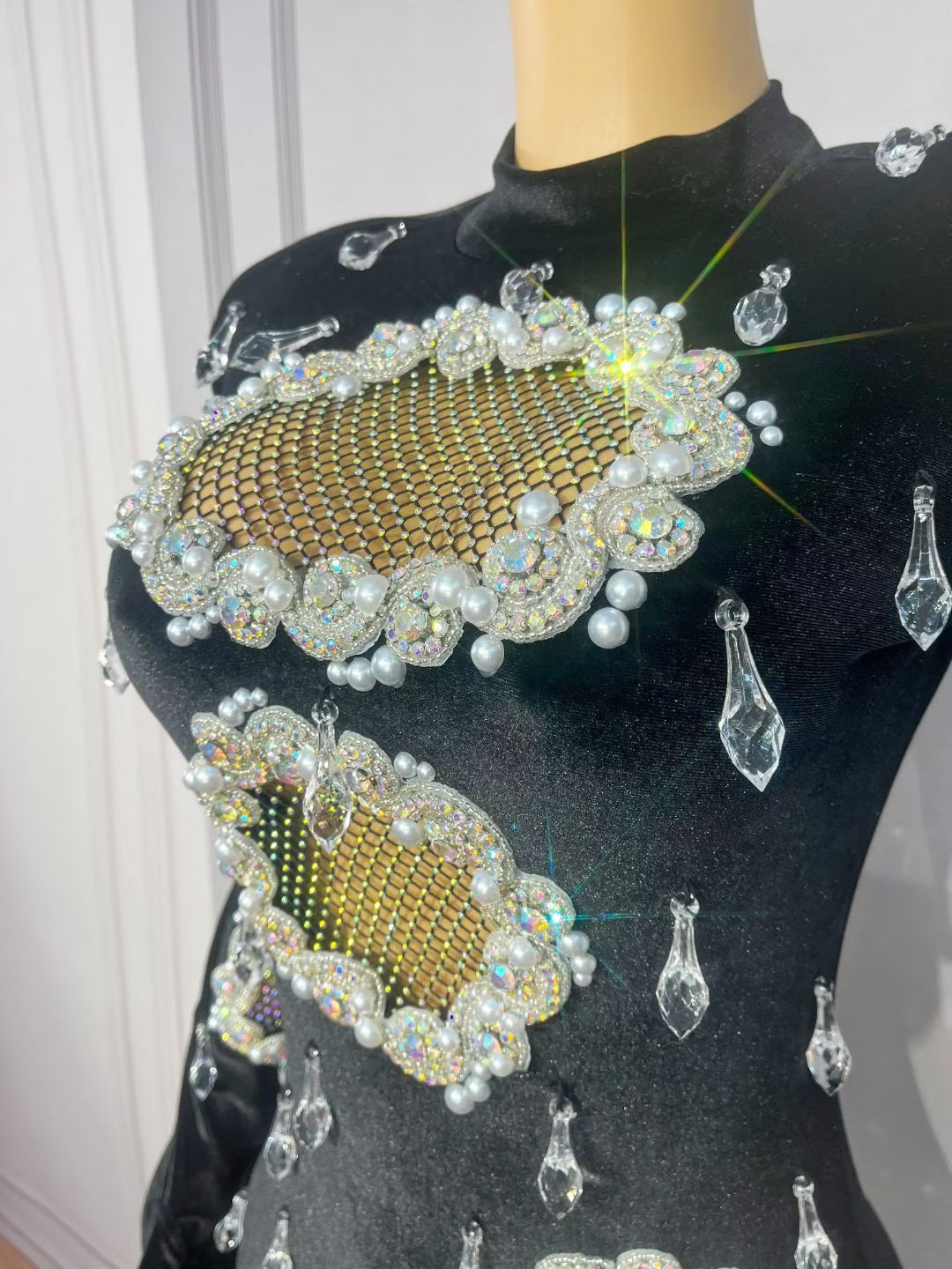 CELESINYI Xiaoheifeng Crystal Velvet Pearl Gown
