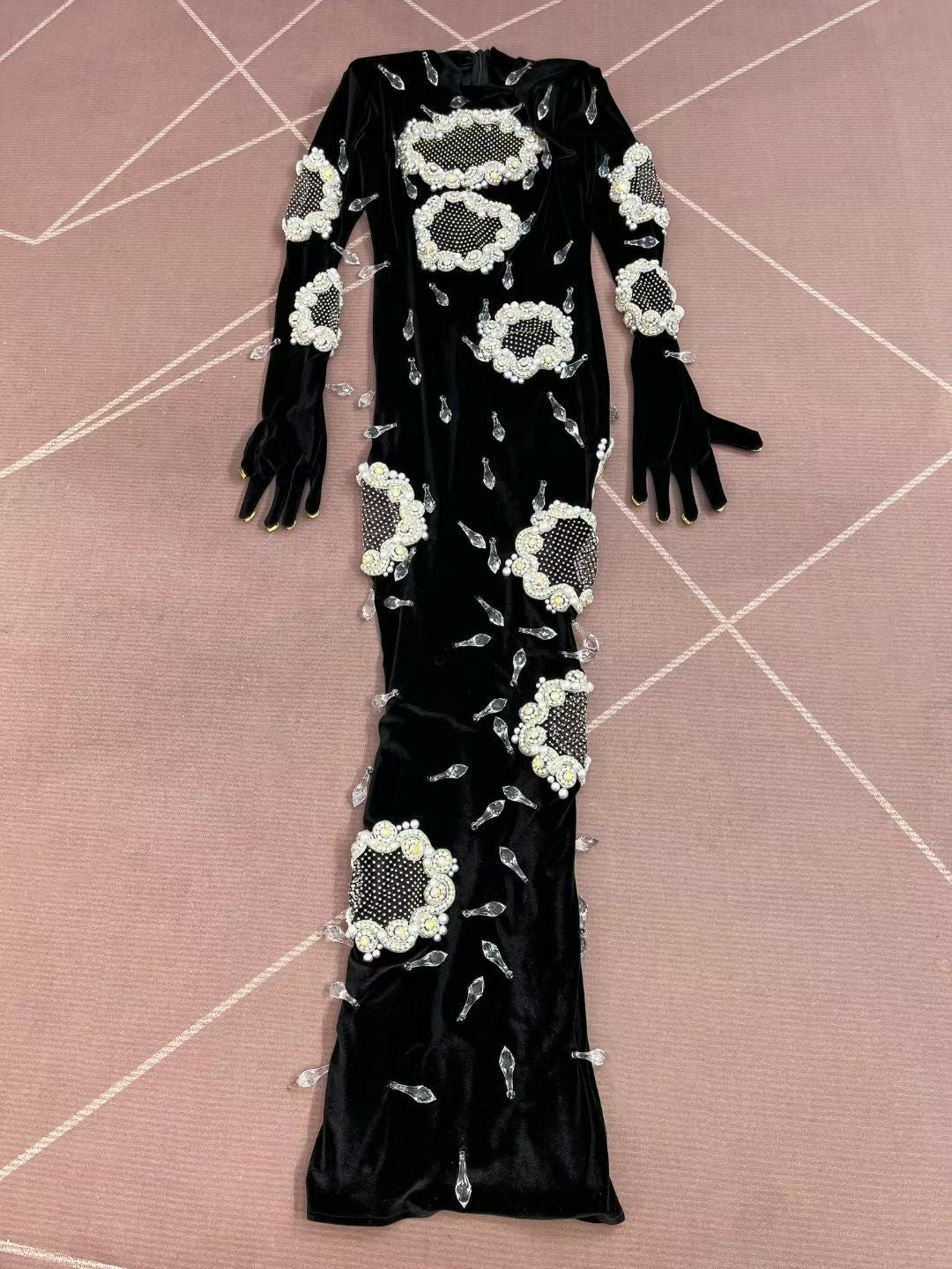 CELESINYI Xiaoheifeng Crystal Velvet Pearl Gown