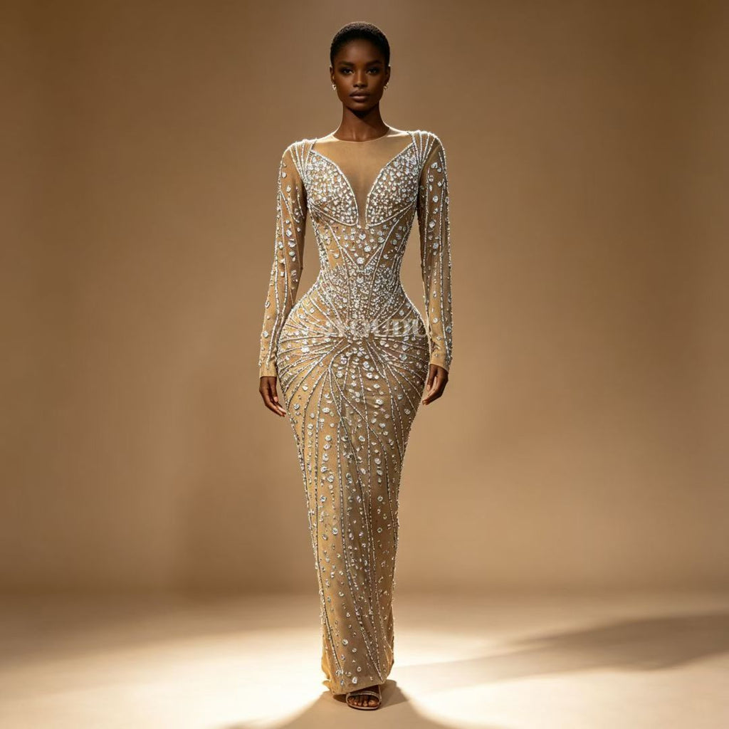 CELESINYI Yanhua Crystal Firework Gown (Nude)