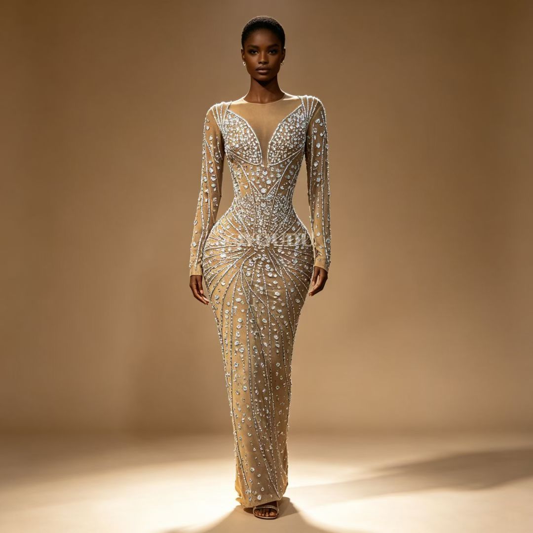 CELESINYI Yanhua Crystal Firework Gown (Nude)