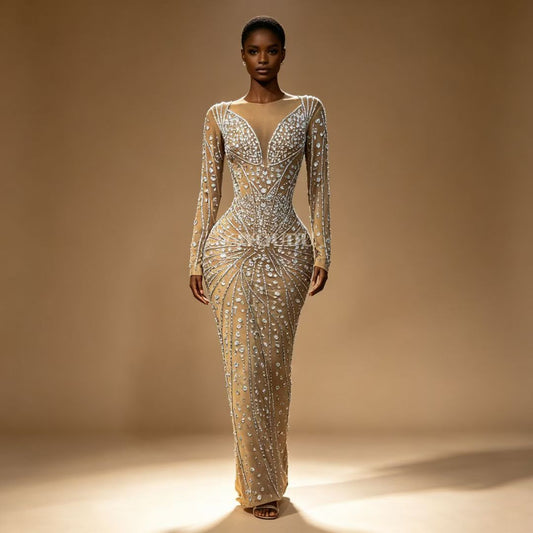 CELESINYI Yanhua Crystal Firework Gown (Nude)