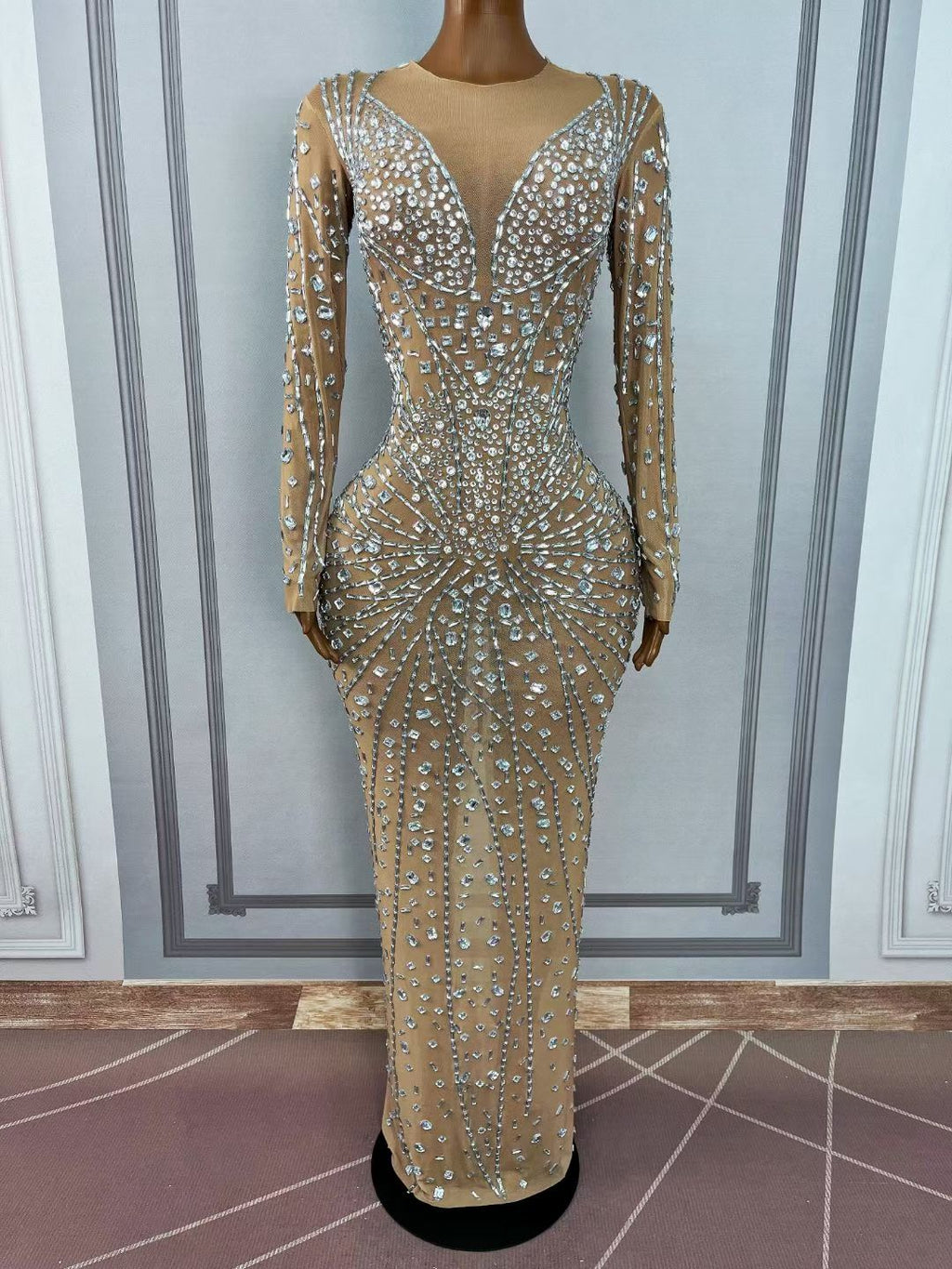 CELESINYI Yanhua Crystal Firework Gown (Nude)