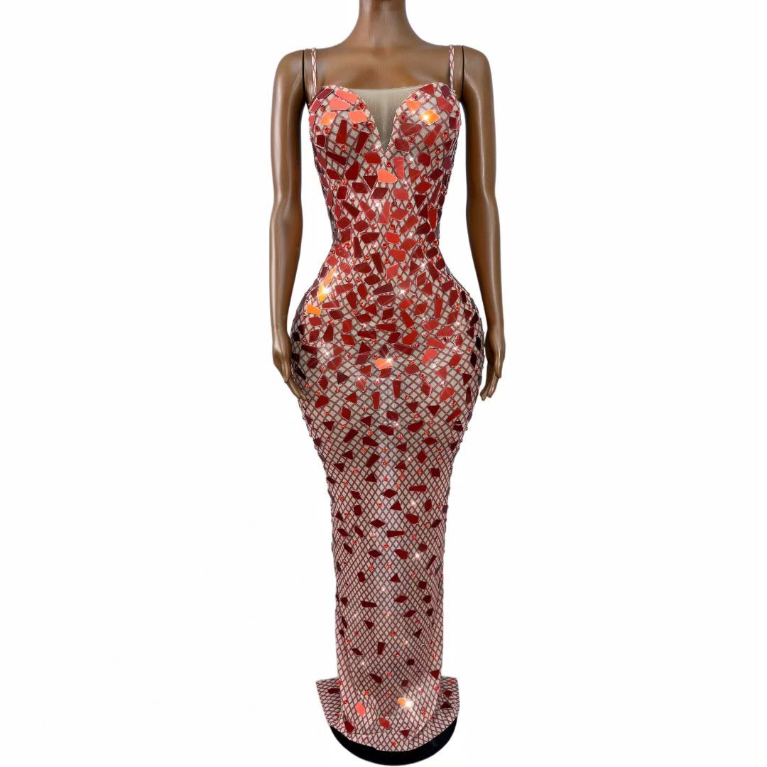 CELESINYI Wanghong Crystal Mosaic Mermaid Gown