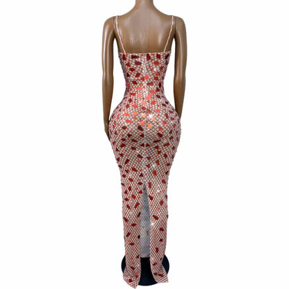CELESINYI Wanghong Crystal Mosaic Mermaid Gown