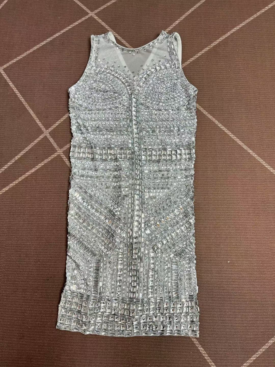 CELESINYI Zuanshijia Crystal Diamond Armor Mini Dress