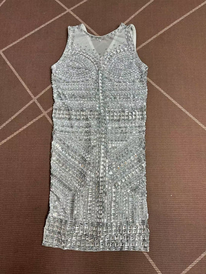 CELESINYI Zuanshijia Crystal Diamond Armor Mini Dress
