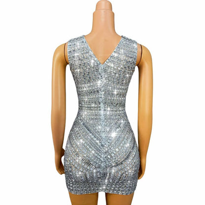 CELESINYI Zuanshijia Crystal Diamond Armor Mini Dress