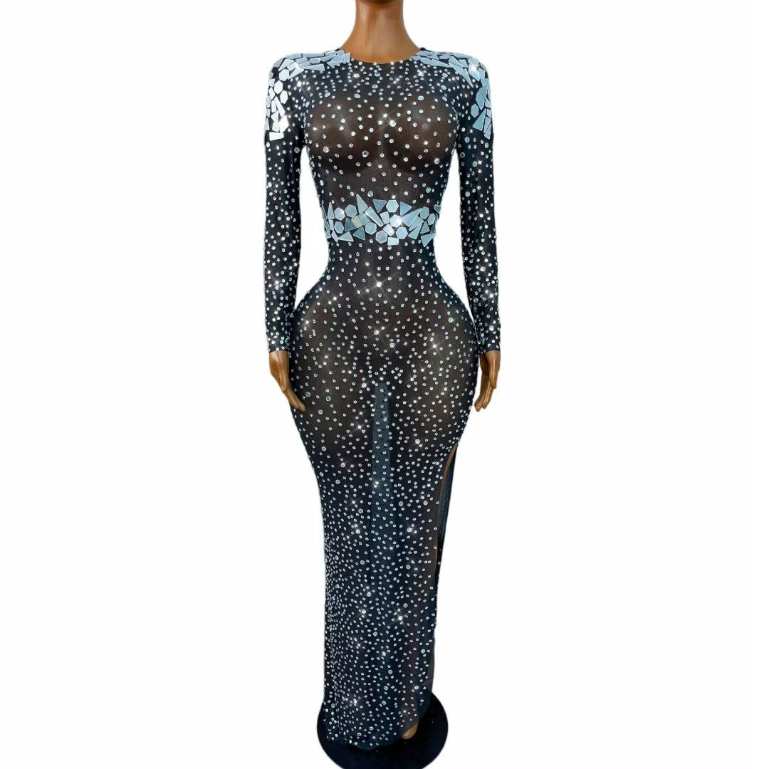 CELESINYI Huadai Crystal Mirror Belt Gown