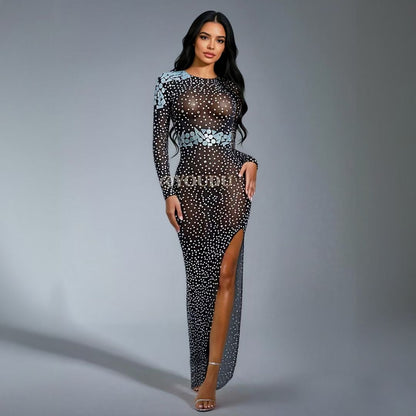CELESINYI Huadai Crystal Mirror Belt Gown