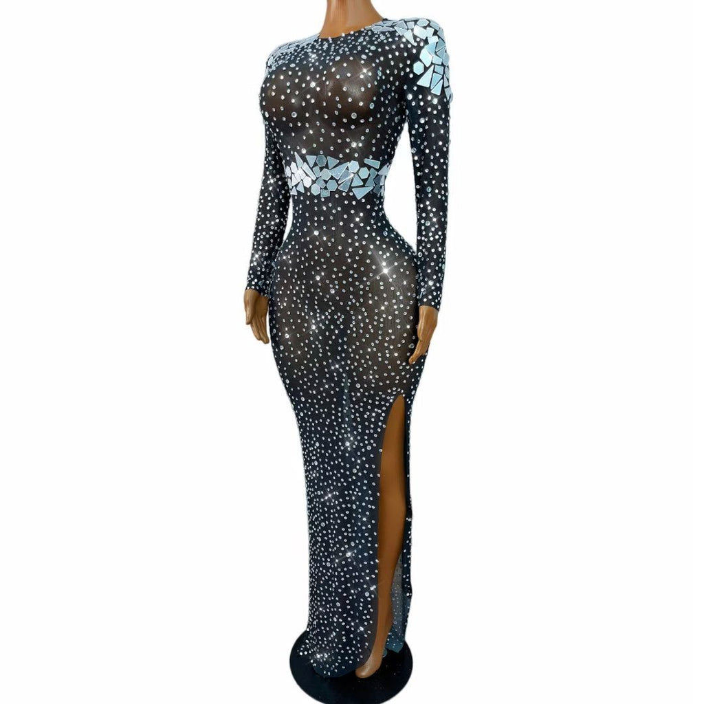 CELESINYI Huadai Crystal Mirror Belt Gown
