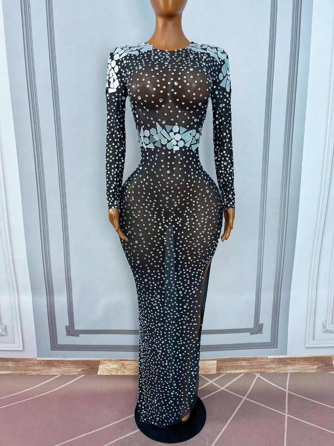 CELESINYI Huadai Crystal Mirror Belt Gown