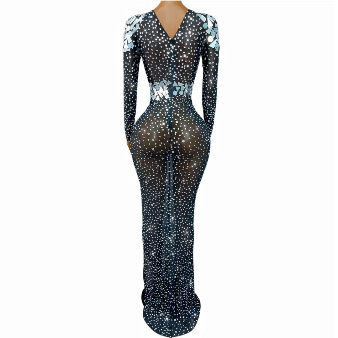 CELESINYI Huadai Crystal Mirror Belt Gown