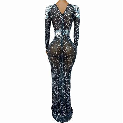 CELESINYI Huadai Crystal Mirror Belt Gown