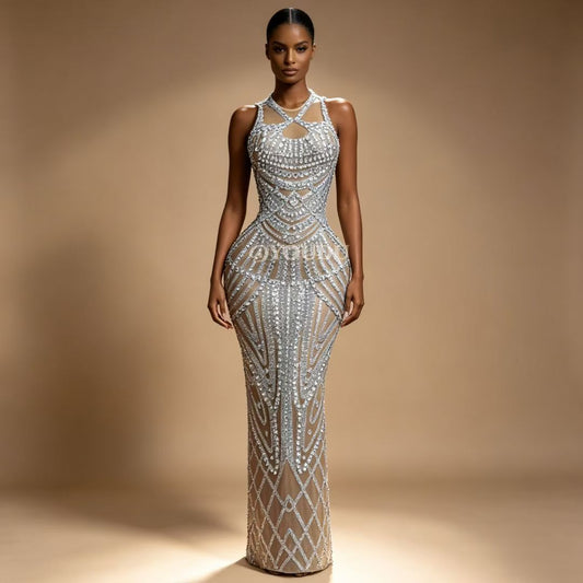 CELESINYI Tiexianquan Crystal Spiral Gown