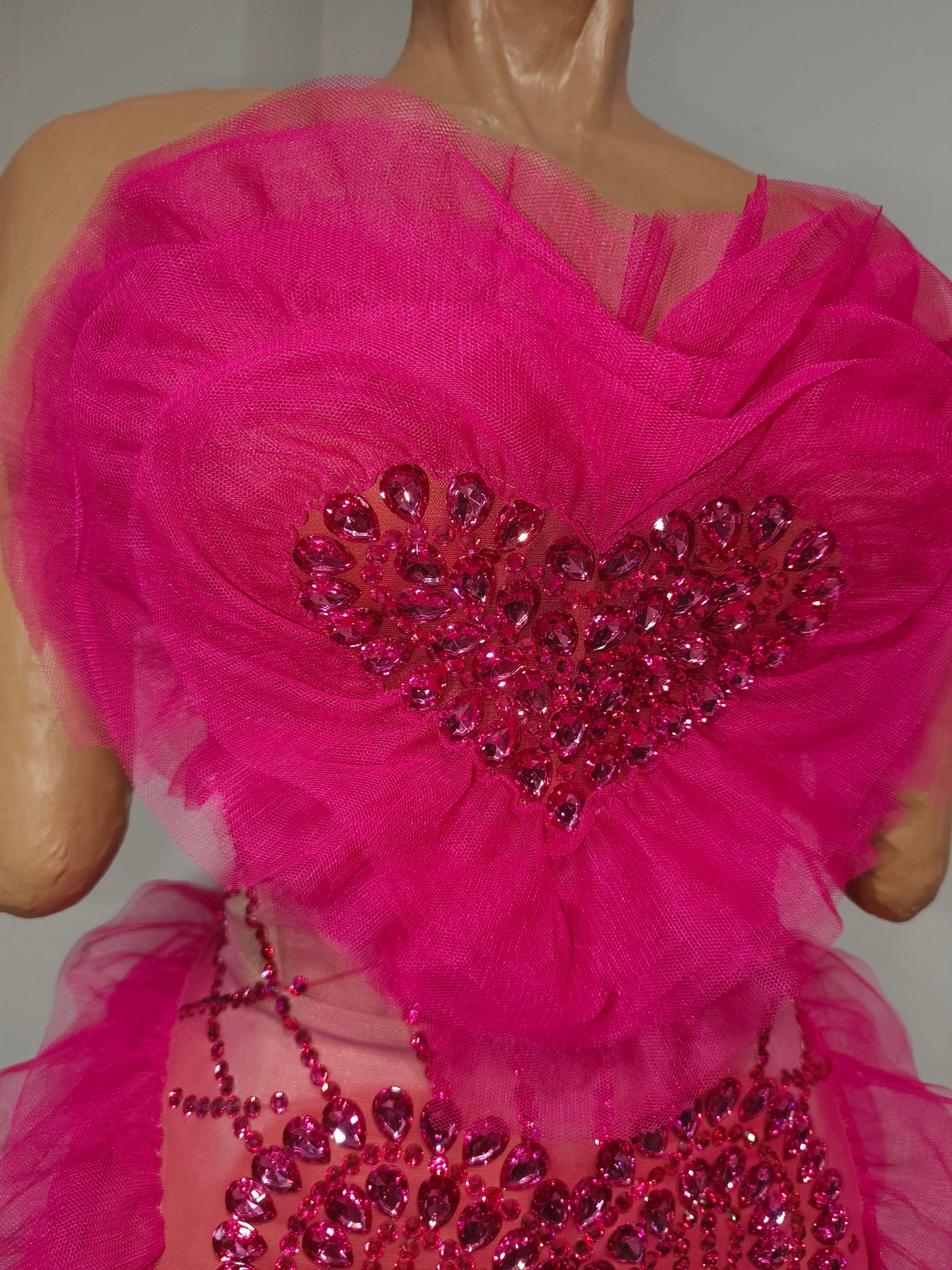 CELESINYI Dongxin Crystal Pink Heart Mini Dress