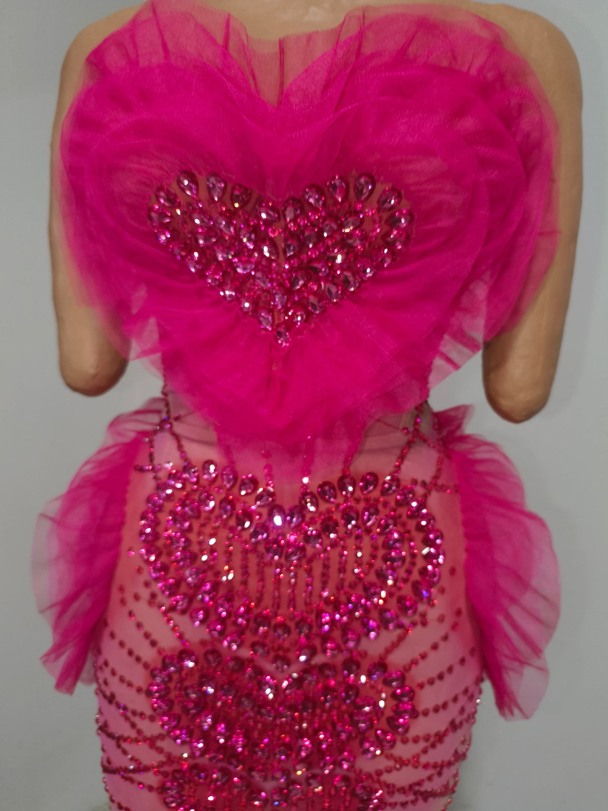 CELESINYI Dongxin Crystal Pink Heart Mini Dress