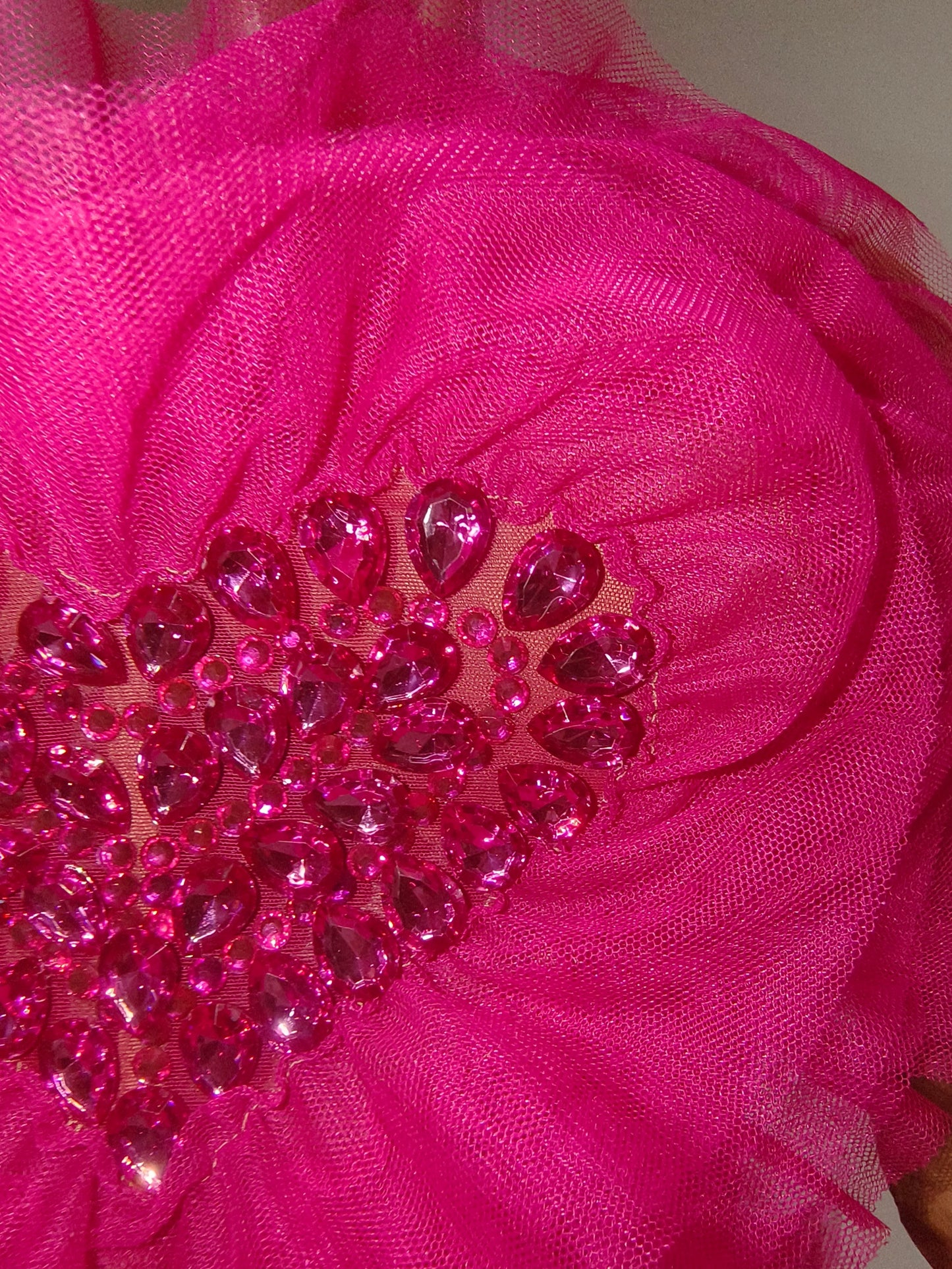 CELESINYI Dongxin Crystal Pink Heart Mini Dress