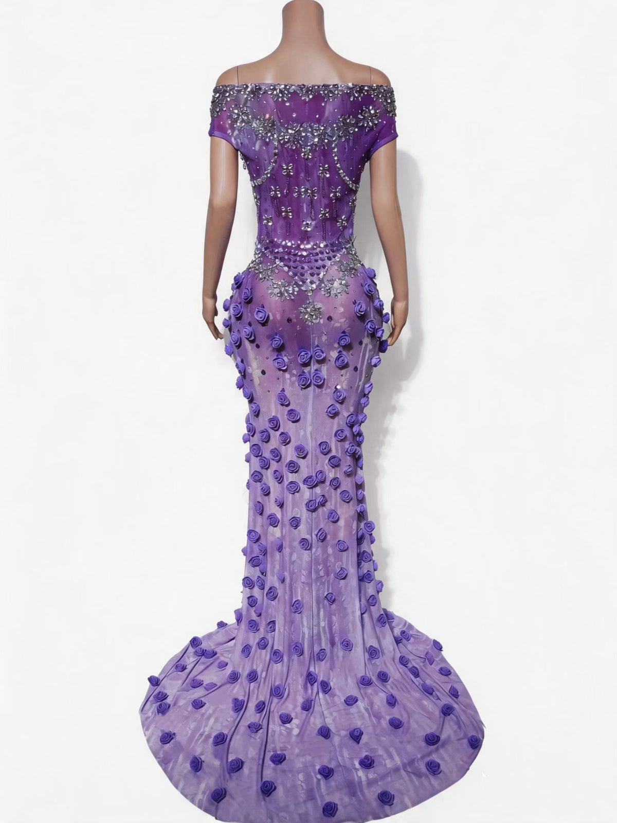 CELESINYI Xiuqiu Crystal Hydrangea Mermaid Gown