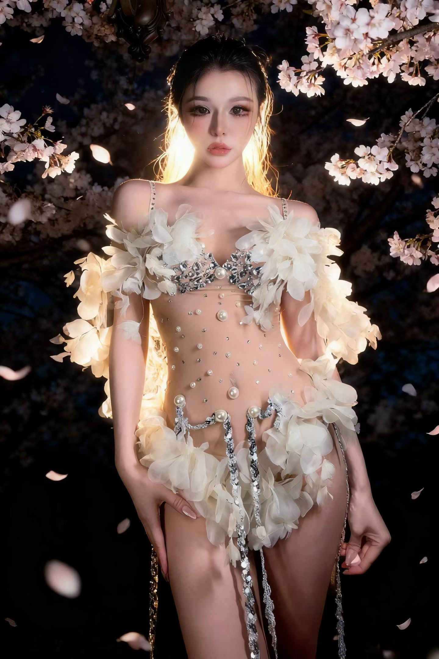 CELESINYI Huayan Pearl & Petal Bridal Gown Set