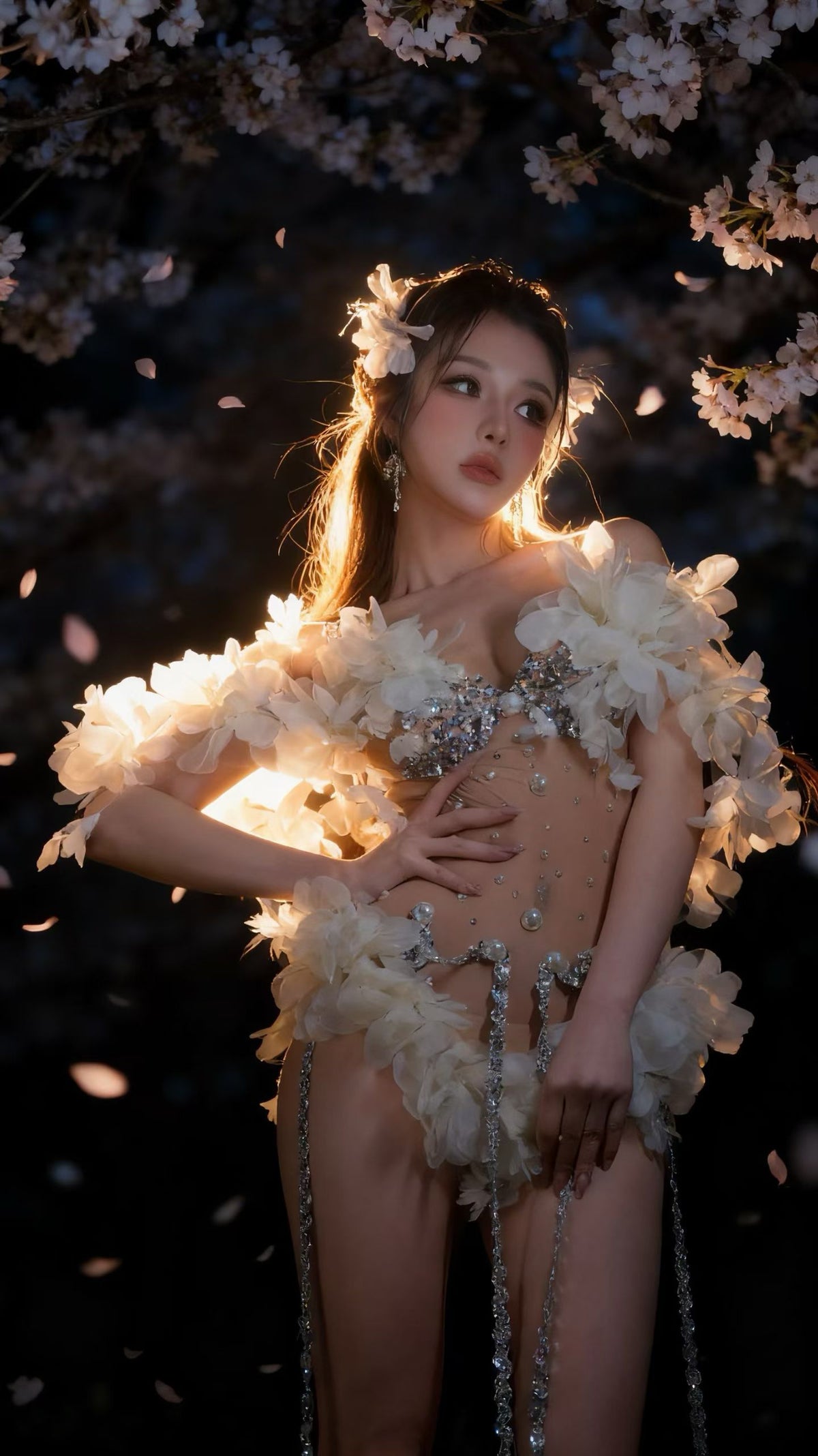 CELESINYI Huayan Pearl & Petal Bridal Gown Set
