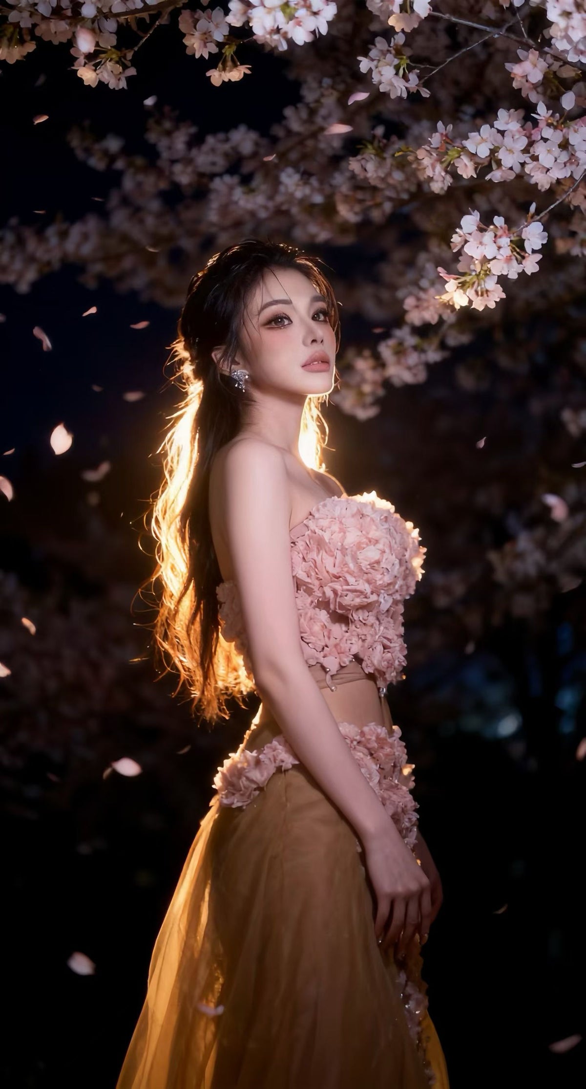 CELESINYI Taoyao Crystal Rose Corset Tulle Gown Set